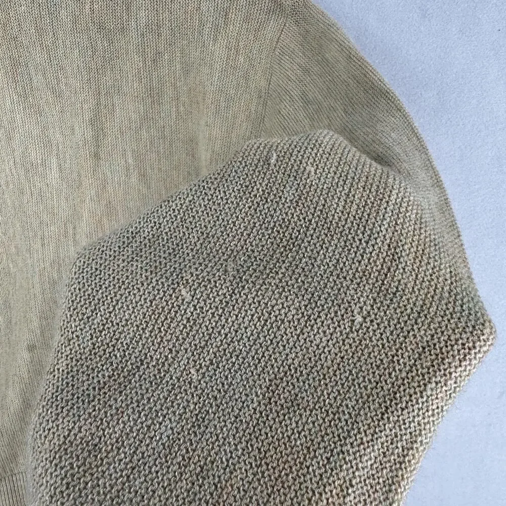 Vintage Brent Sweater Mens Large Beige Acrylic V Neck Knit Cardigan Zefkrome 60s